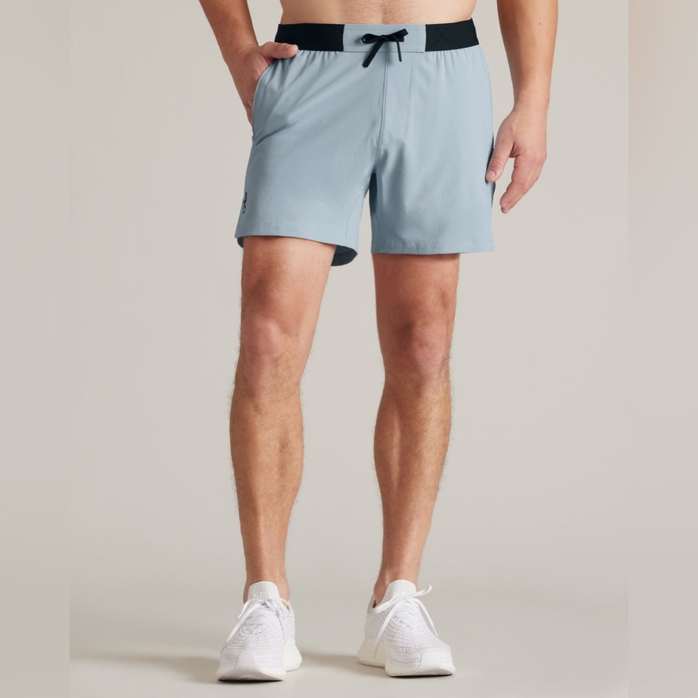 Men’s Rhone 6” Arctic Blue Base Training Shorts with Black Waistband-Unlined - Picture 5 of 7